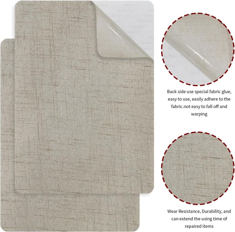 EMORBALS 2Pcs 8 * 11Inch Couch Patches Repair Fabric, Self-Adhesive Couch Repair Patch with Strong Glue, Repair Patch for Sofa, Tote Bags, Car Seats, Furniture,Etc（Beige-2 - Image 3